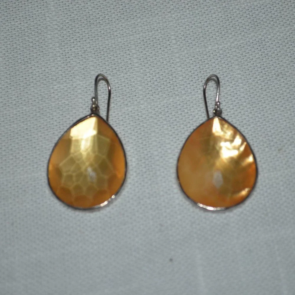 $795 IPPOLITA Orange Citron Rock Candy 925 Silver Teardrop Earrings